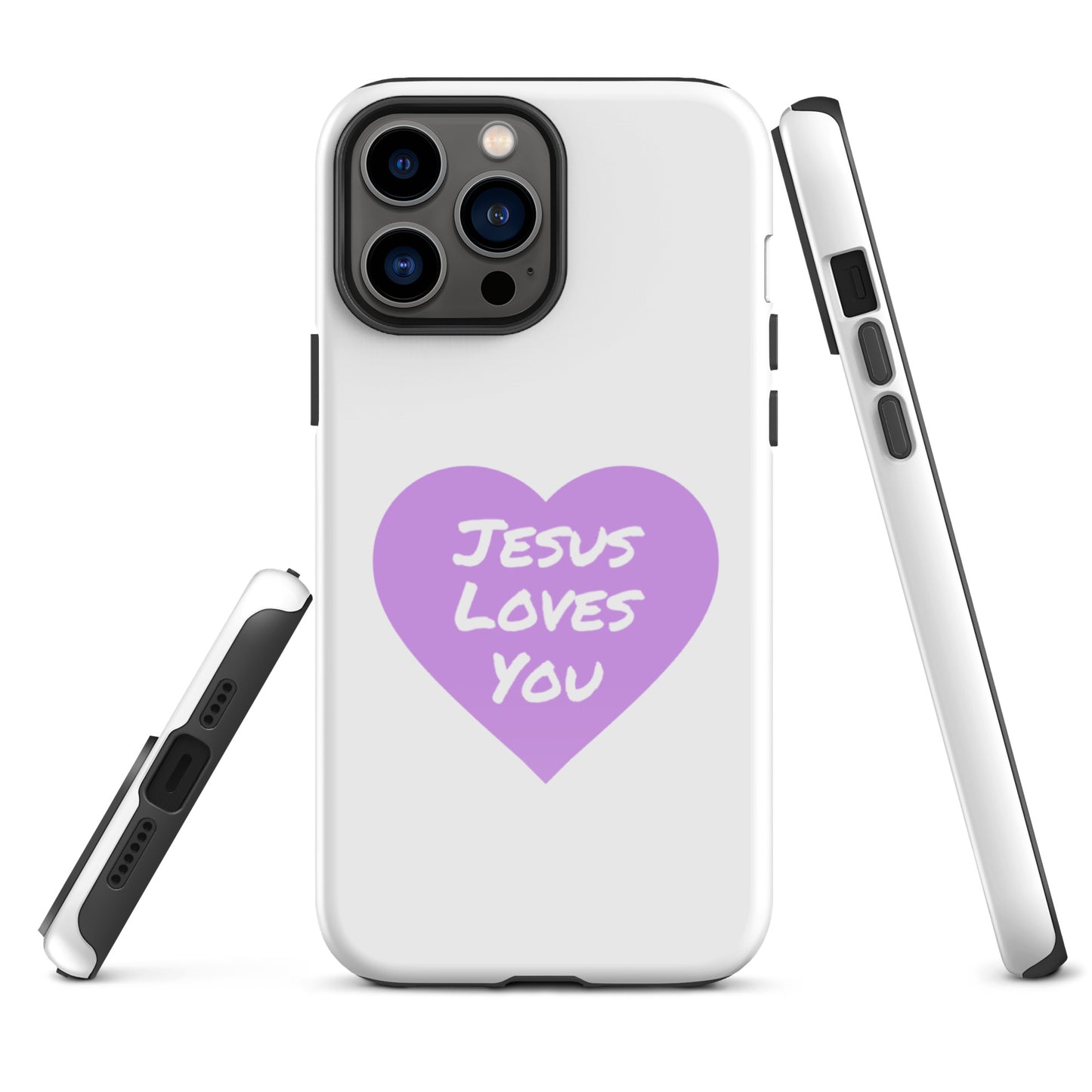 Jesus Loves You iPhone® 11 -15 Case (Purple Heart)