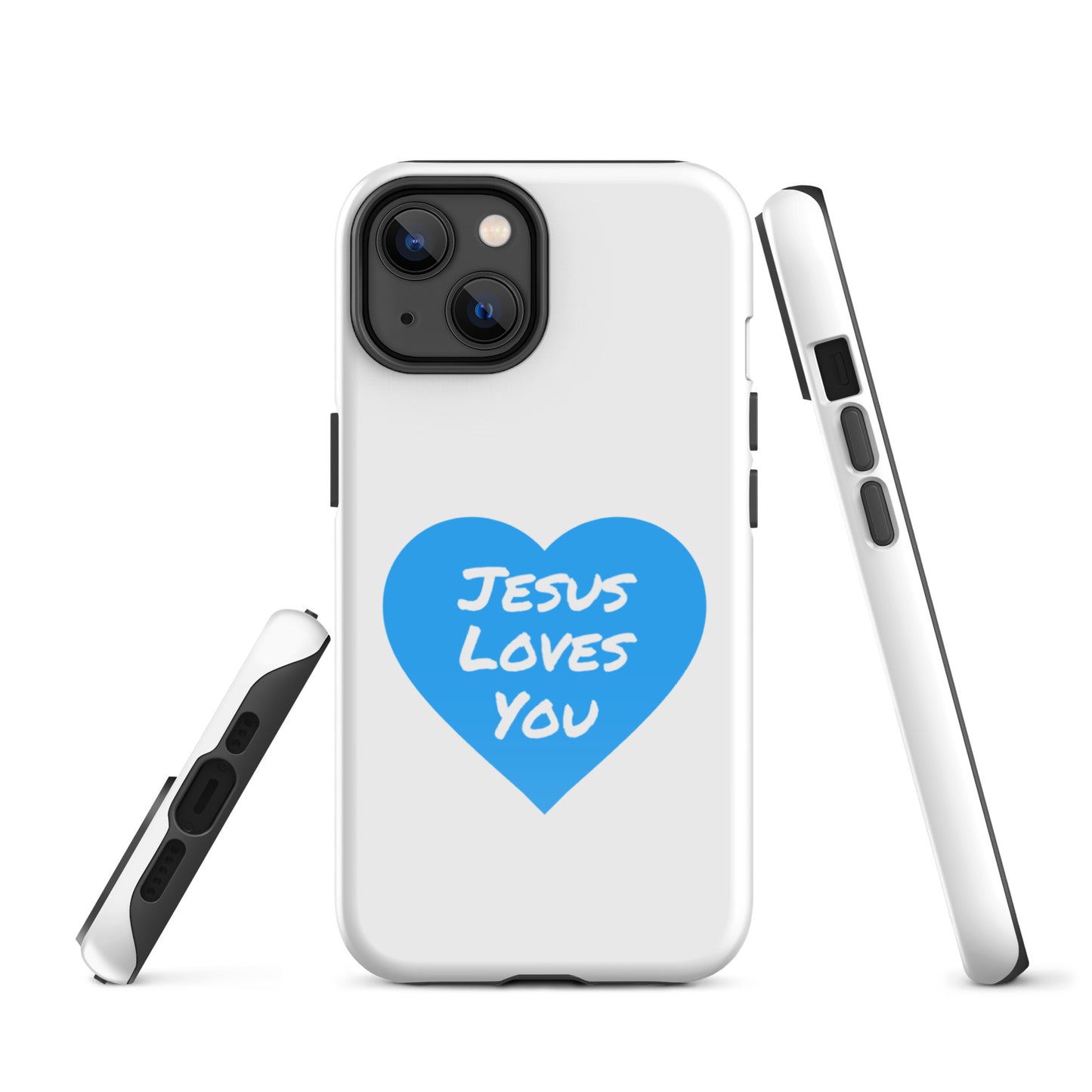 Jesus Loves You iPhone® 11 - 15 Case (Blue Heart)