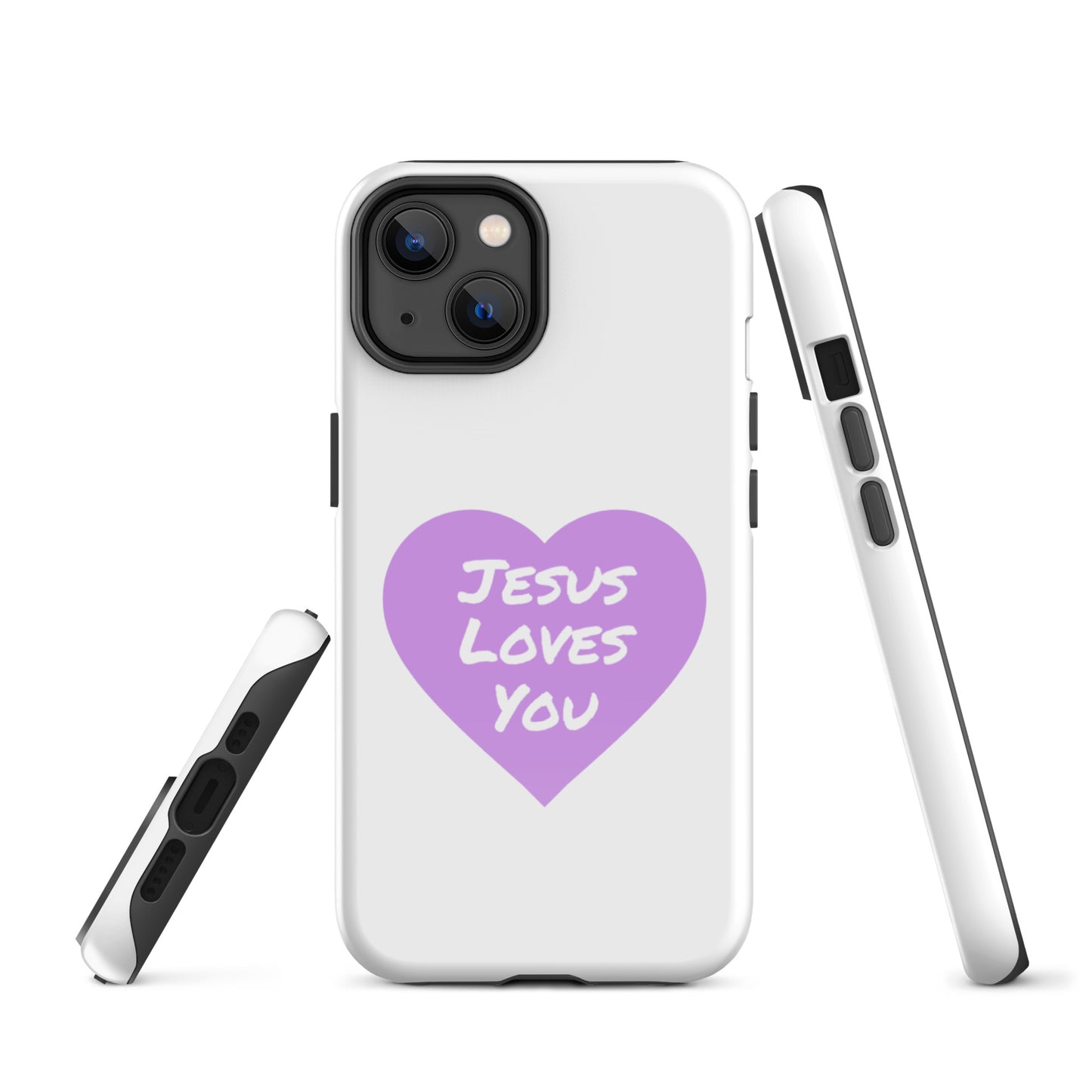 Jesus Loves You iPhone® 11 -15 Case (Purple Heart)