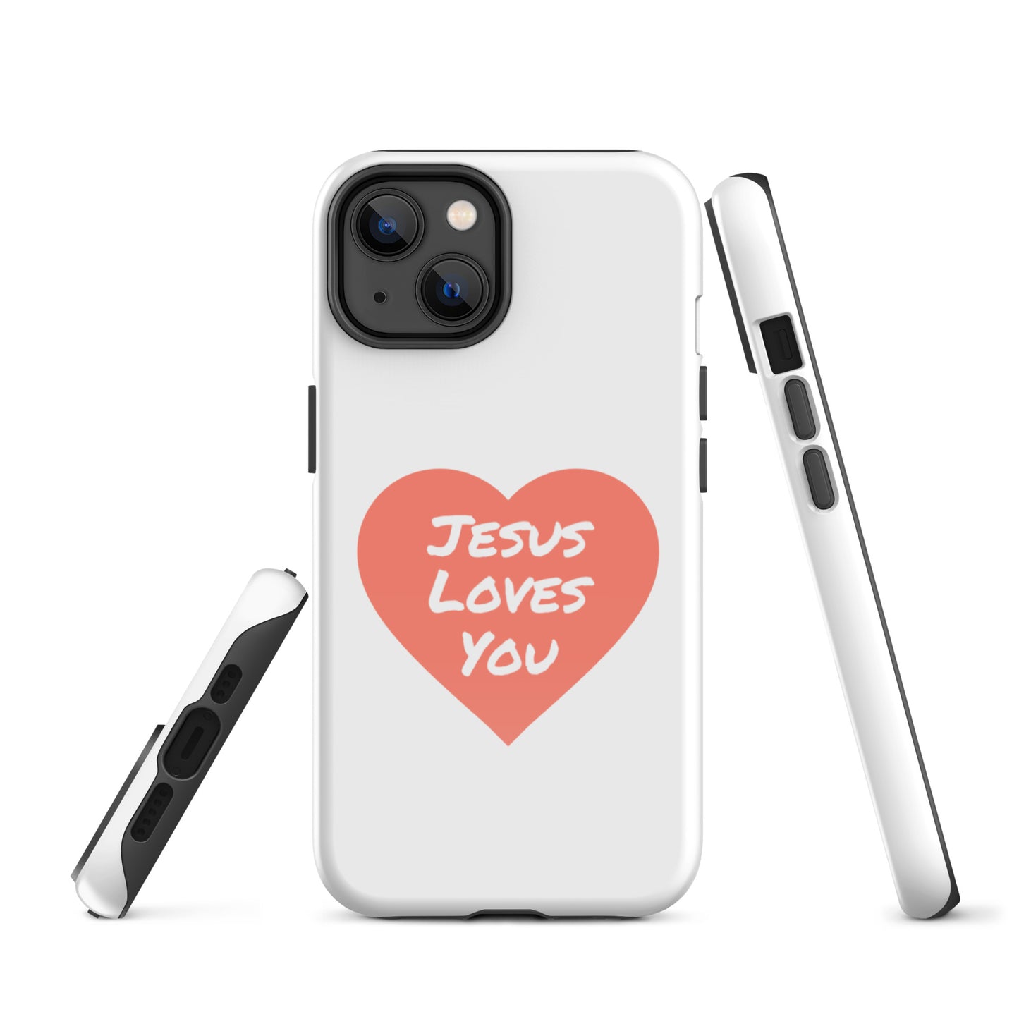 Jesus Loves You iPhone® 11 - 15 Case (Coral Heart)