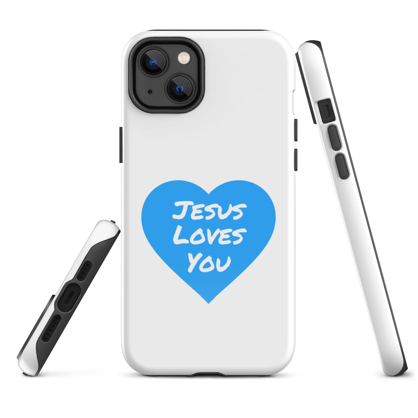 Jesus Loves You iPhone® 11 - 15 Case (Blue Heart)