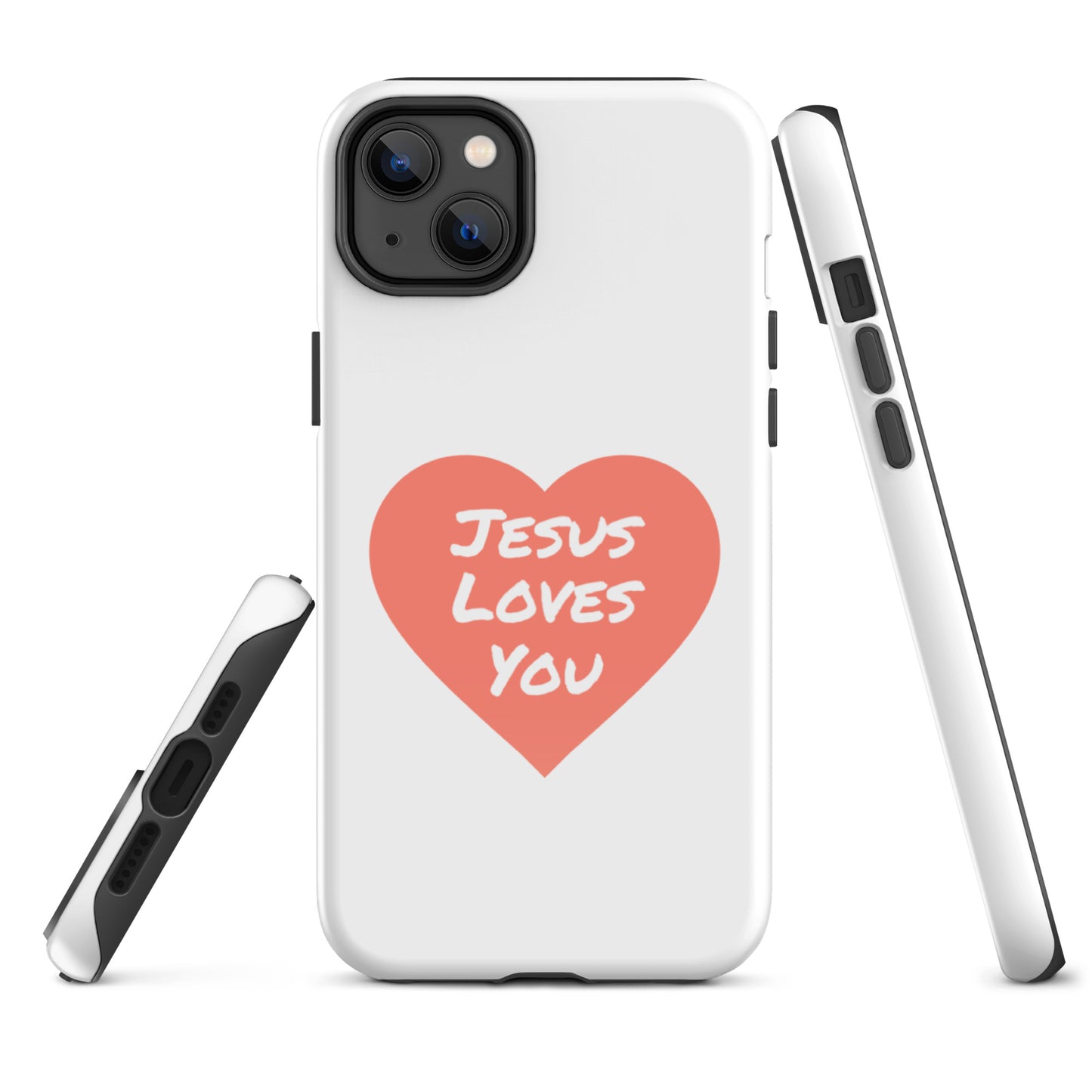 Jesus Loves You iPhone® 11 - 15 Case (Coral Heart)