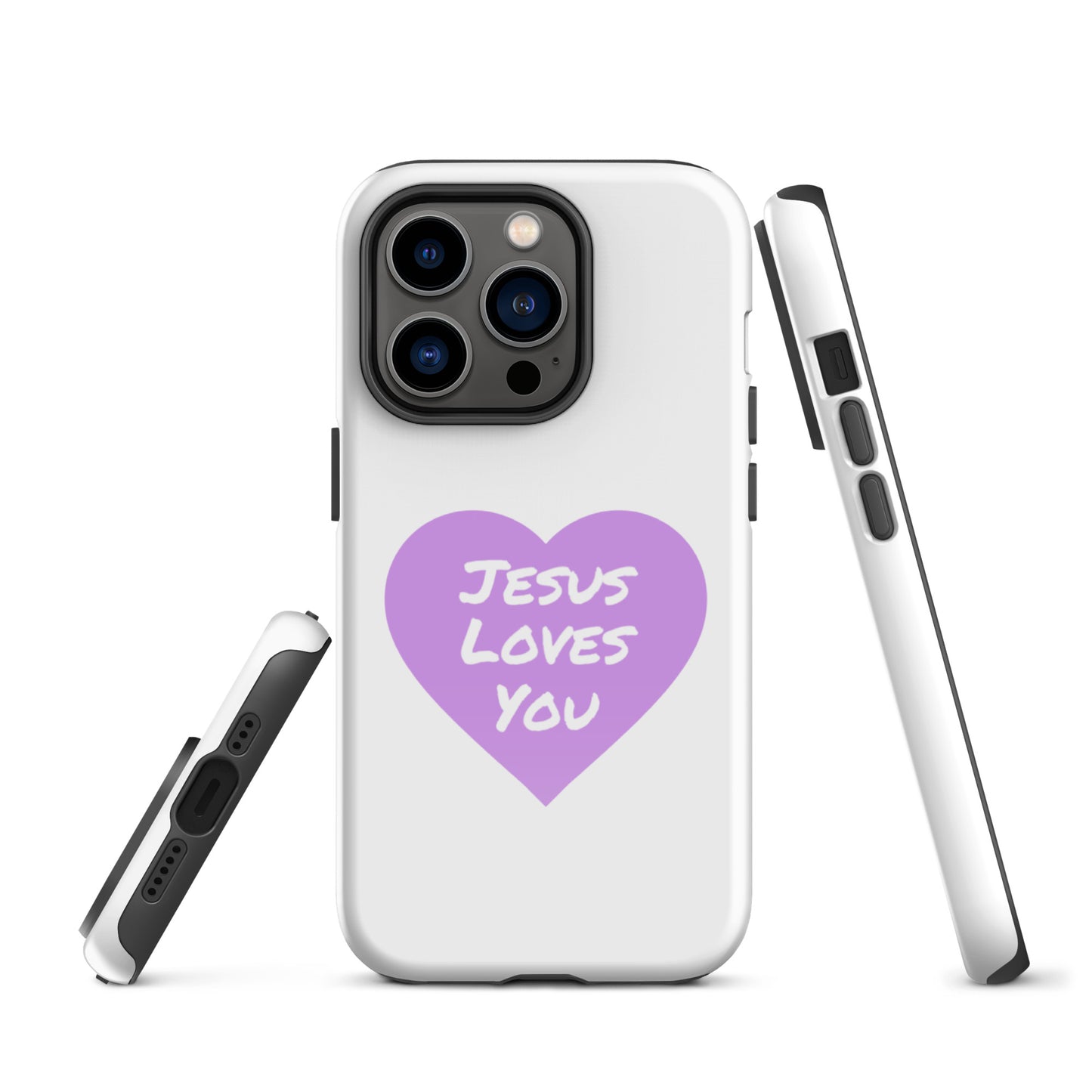 Jesus Loves You iPhone® 11 -15 Case (Purple Heart)