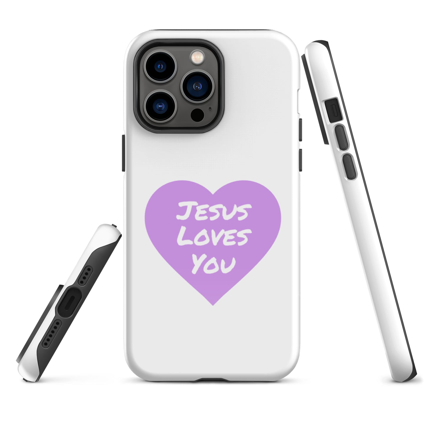 Jesus Loves You iPhone® 11 -15 Case (Purple Heart)