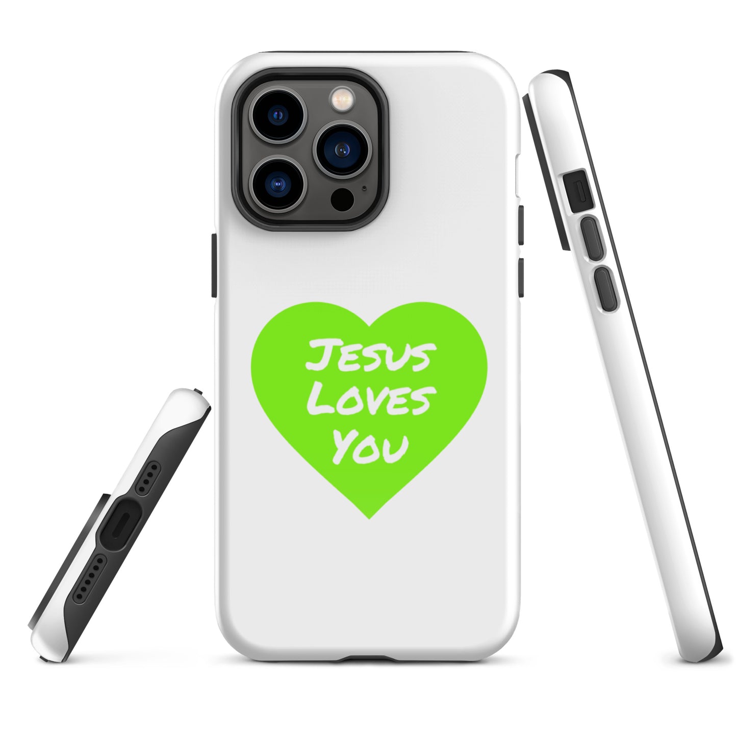 Jesus Loves You iPhone®11 -15 Case (Green Heart)