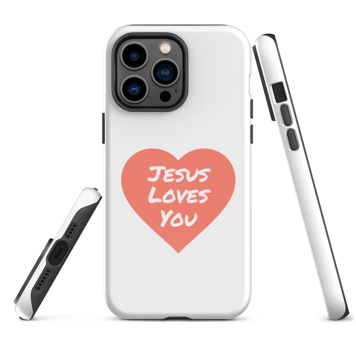 Jesus Loves You iPhone® 11 - 15 Case (Coral Heart)