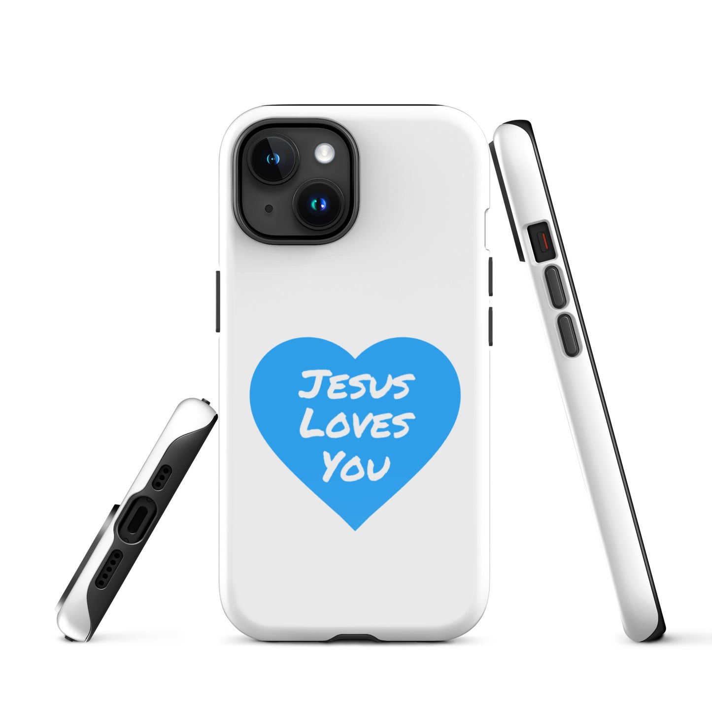 Jesus Loves You iPhone® 11 - 15 Case (Blue Heart)