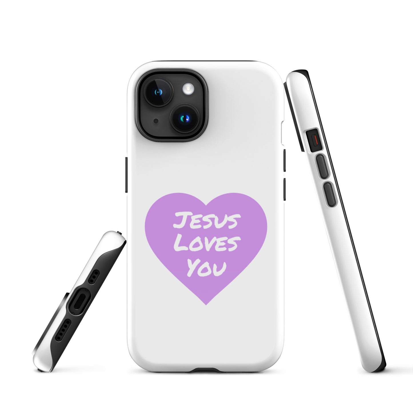 Jesus Loves You iPhone® 11 -15 Case (Purple Heart)