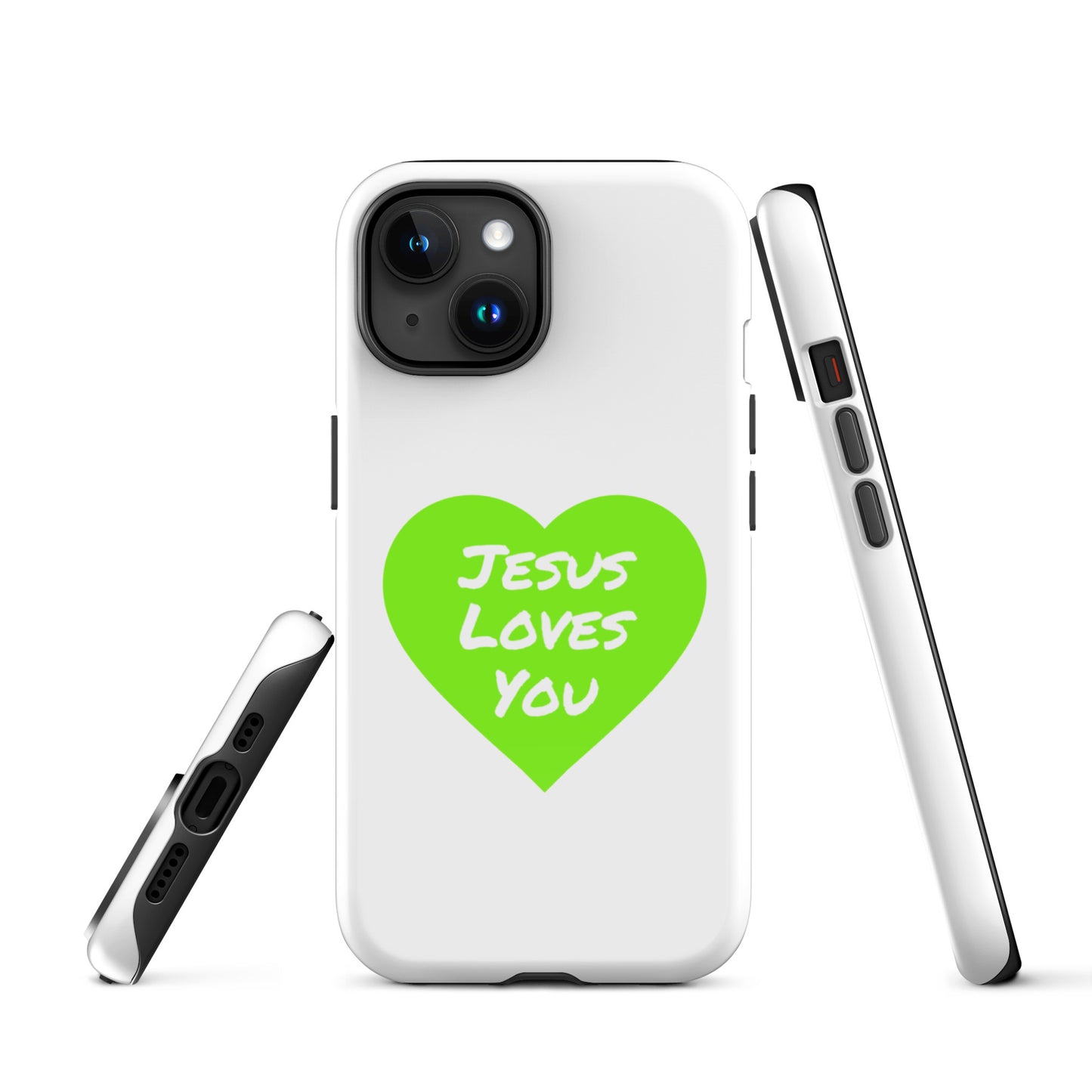 Jesus Loves You iPhone®11 -15 Case (Green Heart)