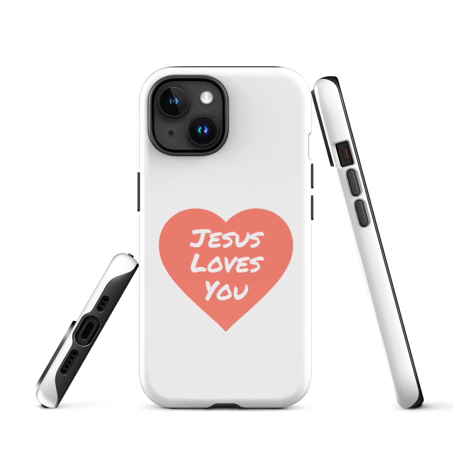 Jesus Loves You iPhone® 11 - 15 Case (Coral Heart)