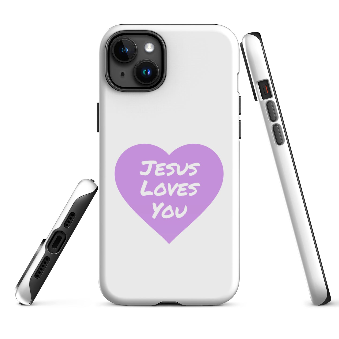 Jesus Loves You iPhone® 11 -15 Case (Purple Heart)