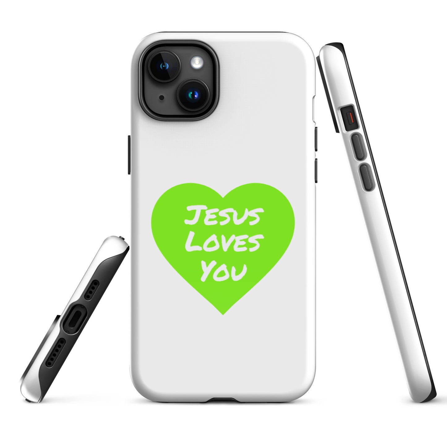 Jesus Loves You iPhone®11 -15 Case (Green Heart)