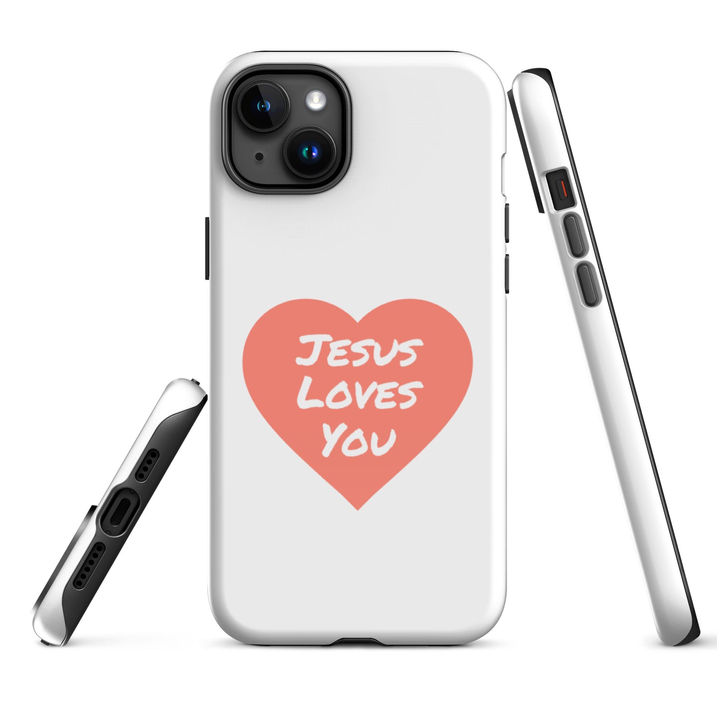 Jesus Loves You iPhone® 11 - 15 Case (Coral Heart)