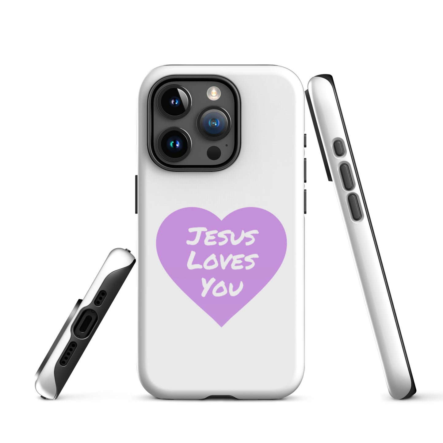 Jesus Loves You iPhone® 11 -15 Case (Purple Heart)