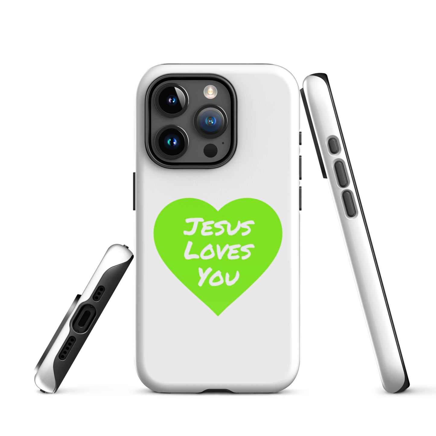 Jesus Loves You iPhone®11 -15 Case (Green Heart)