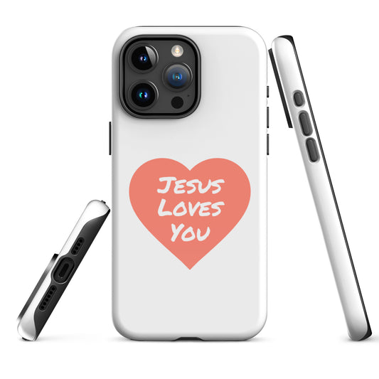 Jesus Loves You iPhone® 11 - 15 Case (Coral Heart)