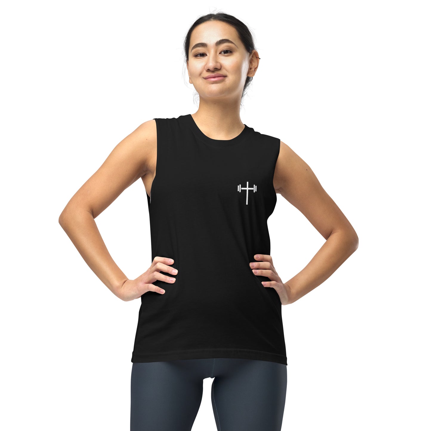 Cross & Barbell Muscle Shirt (Black)