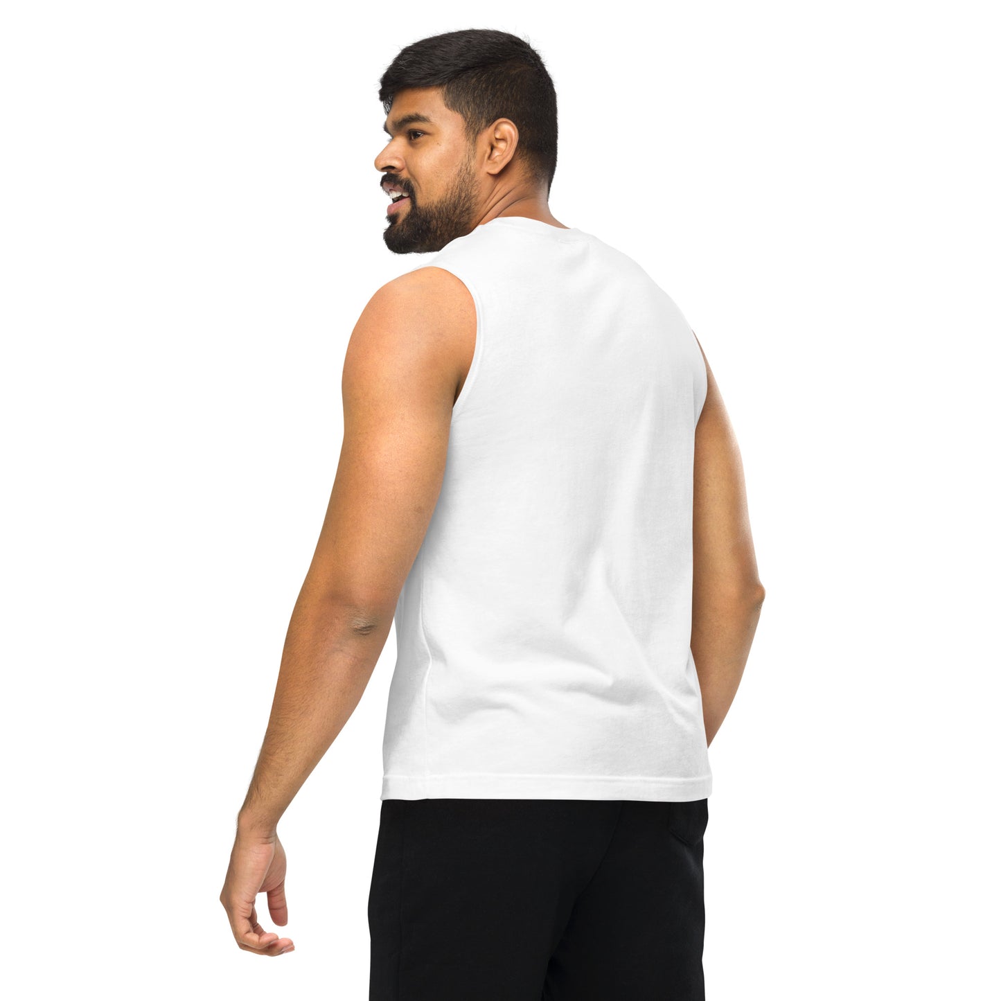 Cross & Barbell Muscle Shirt (White)